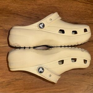 CROCS Cream Platform Shoes